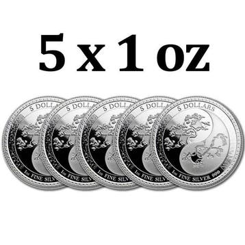 Tokelau. 5 Dollars 5 x 2018 1 oz $5 NZD Tokelau Silver