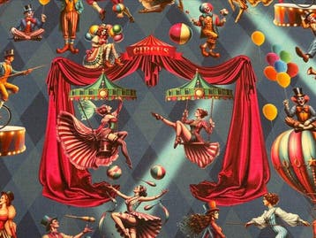 Katoenen Panama-stof Vintage Grand Circus – Acrobaten,