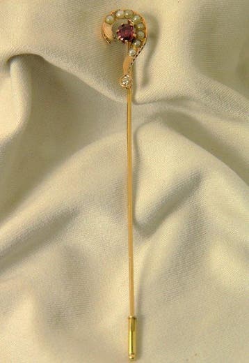 Broche - 18 karaat Geel goud - 0.35ct. tw. Robijn - Diamant