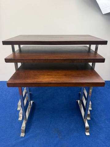 Set bijzettafels - Hout, Chroom, Metaal - Drie