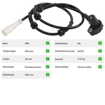 ABS-sensor Renault Avantime 3.0 V6 (DE0) Van 2001-09 tot 200, Verzenden, Nieuw, Renault