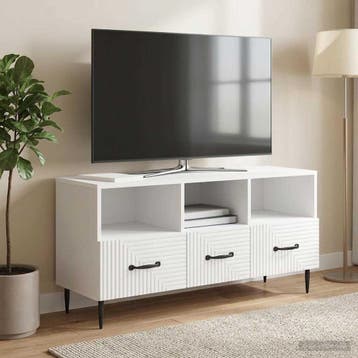 vidaXL TV-kast met lade Hoogglans Wit 102 x 34,5 x 50 cm, Huis en Inrichting, Kasten | Televisiemeubels, Minder dan 50 cm, Verzenden