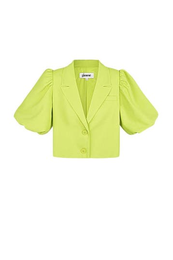 Dames Cropped Blazer met Puff Sleeves | Groen - groen / M, Kleding | Dames, Verzenden, Nieuw