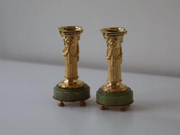 Kaarsenhouder (2) - Verguld brons - Paar kandelaars Louis