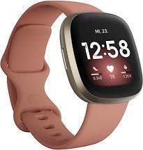 Fitbit Versa 3 40 mm zacht goud met een siliconen polsband, Verzenden, Gebruikt