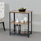 Keukentrolley Freiburg met 2 planken 76,5x60x40 hout zwart, Verzenden, Nieuw