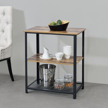 Keukentrolley Freiburg met 2 planken 76,5x60x40 hout zwart, Verzenden, Nieuw