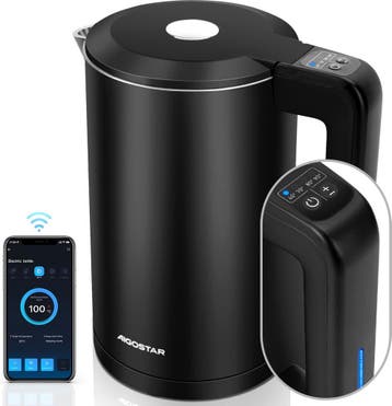 Waterkoker met temperatuurregeling - RVS - 1.7L - 2200W - Zw, Verzenden, Zo goed als nieuw