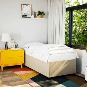 vidaXL Bedframe zonder matras 80x200 cm stof crèmekleurig, Eenpersoons, Verzenden, Nieuw, 80 cm