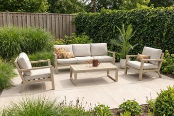 VDG Hugo stoel-bank loungeset - Latte/Beige, Verzenden, Nieuw, Overige materialen, Loungeset