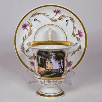 Fine German Porcelain View Cup - Friedrich 2. Weinberg - Kop, Antiek en Kunst