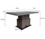 Miami lounge-diningtafel 130x75xH47-71 cm in hoogte, Tuin en Terras, Tuintafels, Ophalen of Verzenden, Nieuw, Wicker