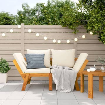 vidaXL Tuinbank met kussens 2-in-1 massief acaciahout, Verzenden, Nieuw, Hout