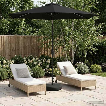 vidaXL Tuinparasol met LED-lampen en voet 230 x 230 cm, Verzenden, Nieuw, 2 tot 3 meter