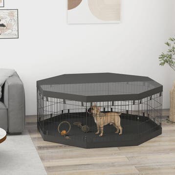 PawHut Opvouwbare Hondenren Binnen - 8 Panel, Met Deur & Dak, Verzenden, Nieuw