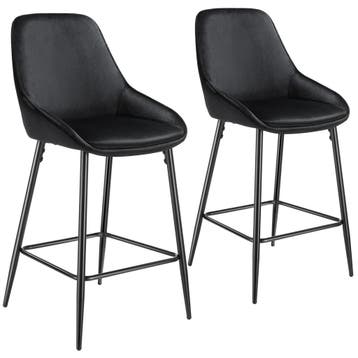 Barkruk Siera met rugleuning - Fluweellook zwart/zwart, Set, Huis en Inrichting, Barkrukken, Verzenden, Nieuw
