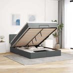 vidaXL Bed met matras 140x200 cm stof donkergrijs, Huis en Inrichting, Slaapkamer | Bedden, Verzenden, 140 cm, 200 cm, Nieuw