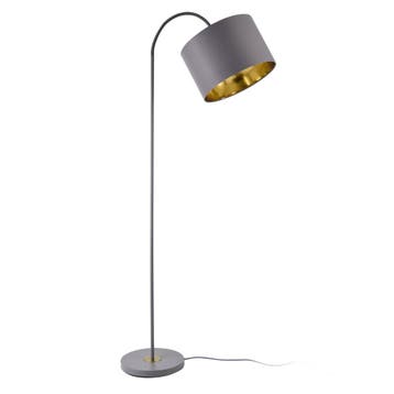 Vloerlamp Toledo staande lamp metaal stof 173 cm E27 grijs, Verzenden, Nieuw