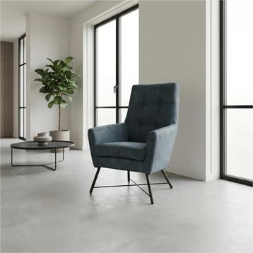 Leren fauteuil Proud - Kenia Denim (blauw), Nieuw, Ophalen of Verzenden, 75 tot 100 cm, Industrieel, Modern