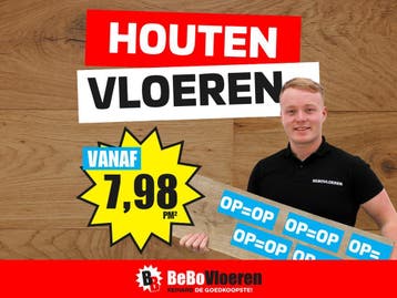 VLOEREN VERKOOP!  HOUTEN VLOEREN VANAF €7,98 P/M², Parket, 75 m² of meer, Grijs, Nieuw