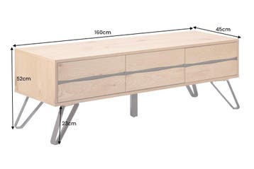 TV-onderkast LIVING EDGE 160 cm eikenhout met zwarte poten -, Ophalen of Verzenden, Nieuw