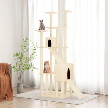 vidaXL Kattenmeubel met sisal krabpalen 190 cm crèmekleurig, Verzenden, Nieuw
