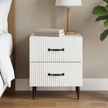 vidaXL Nachtkastje Hoogglans Wit 43 x 34,5 x 47,5 cm Bewerkt, Minder dan 45 cm, Verzenden, Nieuw, Minder dan 55 cm
