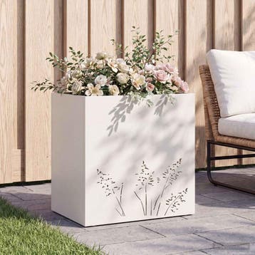 vidaXL Plantenbak Wit 50 x 30 x 49 cm Koudgewalst staal, Verzenden, Minder dan 60 cm, Nieuw, Metaal