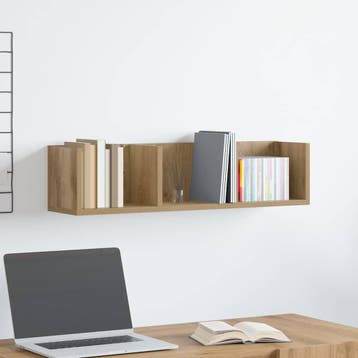 vidaXL CD-wandschap 75x18x18 cm bewerkt hout artisanaal, Verzenden, Nieuw