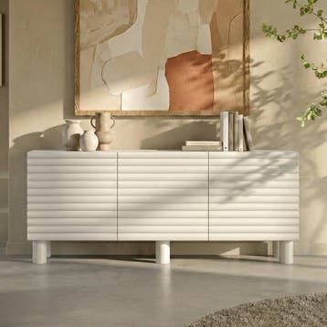 *WOONWINKEL* Dressoir Met Grote Ribbels Wit 180 Cm, Huis en Inrichting, Kasten | Dressoirs, Verzenden, Nieuw