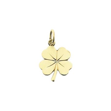 Gouden hanger van een klavertje vier (Hanger of bedel), Ophalen of Verzenden, Gebruikt, Goud, Overige merken