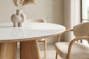 Eettafel ORGANIKO 120cm rond wit marmer keramisch blad met, Ophalen of Verzenden, Nieuw