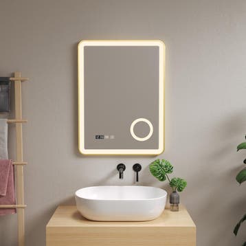 [pro.tec] Spiegel Pescara met LED verlichting 80x60x4 cm gou, Huis en Inrichting, Woonaccessoires | Spiegels, Verzenden, Nieuw