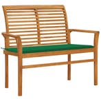 vidaXL Tuinbank met groen kussen 112 cm massief teakhout, Tuin en Terras, Verzenden, Nieuw, Teakhout