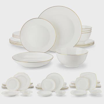 MALACASA Nordic 32-delig Wit Bone China Servies met Gouden R, Verzenden, Nieuw