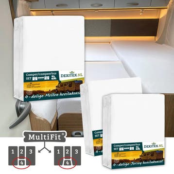 Textielpakket  4 delig met midden matras -2 hoeslakenset(4, Eenpersoons, Verzenden, Nieuw, Wit