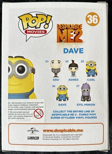 Funko Pop Despicable Me2 Dave # 36 Boxed, Verzamelen, Poppetjes en Figuurtjes, Verzenden, Nieuw