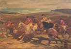 Angelo Jank (1868–1940) - Parforcejagd: Der Sprung, Antiek en Kunst, Kunst | Schilderijen | Klassiek