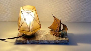 Tafellamp - Marmer en glas
