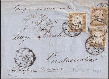 Italiaanse oude staten - Sardinië - 1862 brief uit Livorno, Gestempeld