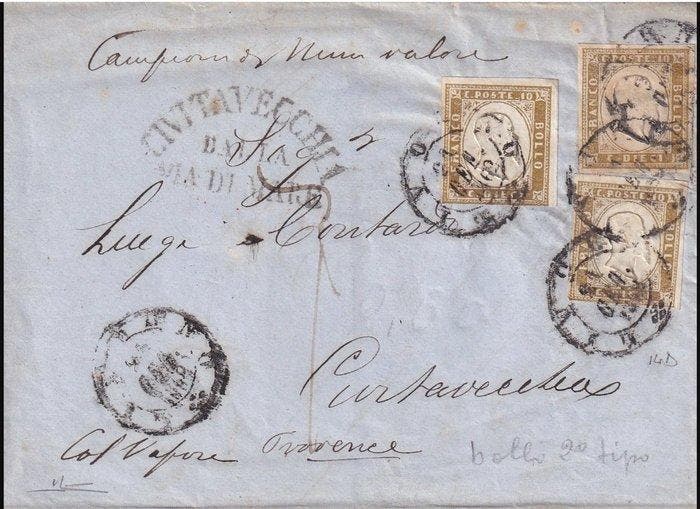 Italiaanse oude staten - Sardinië - 1862 brief uit Livorno, Postzegels en Munten, Postzegels | Europa | Italië