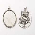 1 x Metalen camée of cabochon houder uil voor cabochon 30.., Ophalen of Verzenden, Nieuw, Overige typen