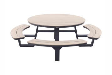 GI Bell (8-persoons) picknicktafel rond Ø148 cm. - Carbon, Tuin en Terras, Tuinsets en Loungesets, Verzenden, Nieuw, Overige materialen