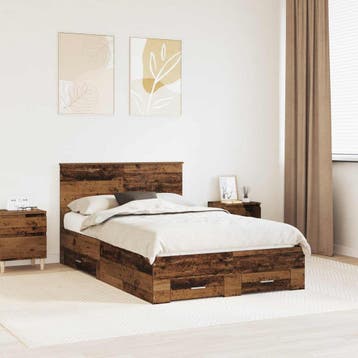 vidaXL Bedframe met lade met opslag Oud hout 120 x 190 cm, Bruin, Verzenden, Nieuw, Twijfelaar