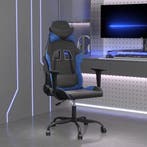 vidaXL Massage gamestoel kunstleer zwart en blauw, Verzenden, Nieuw, Blauw