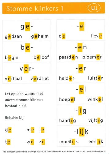 Taal in Blokjes regels voor stomme klinkers 1 en 2 (per stuk, Verzenden, Nieuw