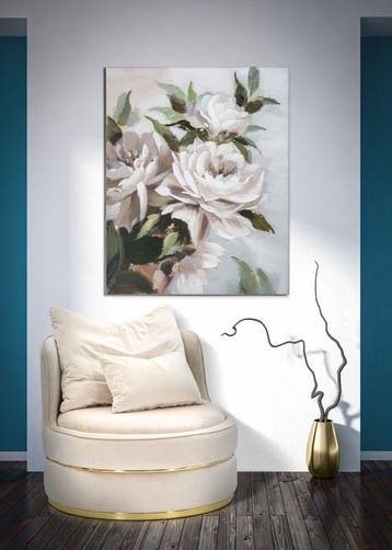 HANDGEMAAKTE WANDSCHILDERING BLOEM&BLAD CM 100X3,7X80 -, Ophalen of Verzenden, Nieuw