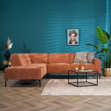 50% Korting: Hoekbank Kansas stof gemêleerd terracotta links, Ophalen, Zo goed als nieuw, Stof, Scandinavisch, Modern