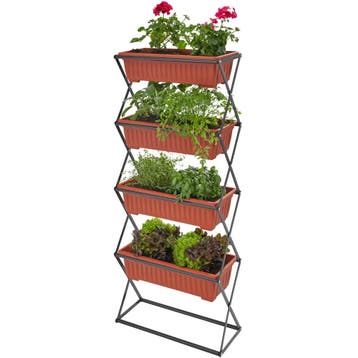Verticaal plantenrek met 4 bakken 52x21x127cm - bruin, Verzenden, Nieuw