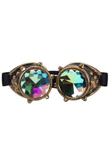 KIMU® Goggles Steampunk Bril Studs Brons Montuur Caleidoscoo, Kleding | Dames, Ophalen of Verzenden, Nieuw, Carnaval